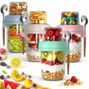 4PCS Glass Oat Jars with Spoon