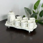 White Ribbed Tea Set – 7 Pieces with Tray, 5 7 piece tea set Kenya