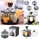 Rotating Cruet Condiment Seasoning Jars Set 8 Kitchen Spice Organizer Kenya