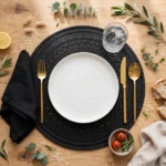 Embossed PU Leather Round Placemats 2 PU Leather Round Placemats