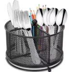 Mesh Partitioned Rotating Cutlery Holder 2 Rotating Cutlery Holder