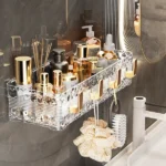 Shelf With Gold-Colored Hooks