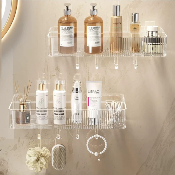 Storage Shelf with Gold Hooks