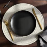 Embossed PU Leather Round Placemats 6 black placemats Kenya