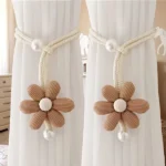 2-Piece Floral Pearl Curtain Tiebacks 2 Floral Pearl Curtain Tiebacks