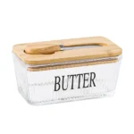 500ml Glass Butter Tin with Bamboo Lid 4 glass butter container Kenya