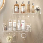 Acrylic Storage Shelf with Gold Hooks 2 Storage Shelf With Gold Hooks