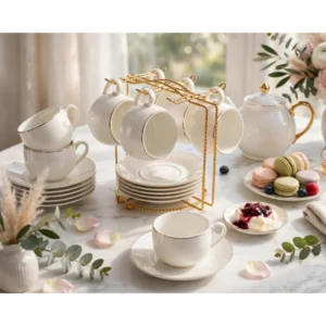White & Gold Rim Tea Set