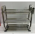 Heavy Duty 3-Tier Aluminium Dish Rack with Drainage Board 3 3-Tier Aluminium Dish Rack