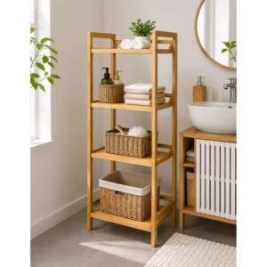 Bamboo 4-Tier Bathroom Rack