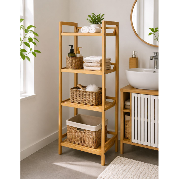 Bamboo 4-Tier Bathroom Rack