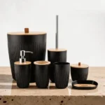7 in 1 Bathroom Accessories Set with Wooden Top 2 Bathroom Accessories