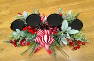 Christmas centerpiece with candle holders