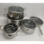 10PC Triply Stainless Steel Cookware Set K001 2 Steel Cookware Set