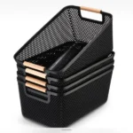 Large Modern Hard Plastic Storage Basket with Wooden Handles 6 bathroom storage basket Kenya