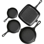 5Pcs Cast Iron Skillet Set & Steak Pan 2 5Pcs Cast Iron Skillet Set