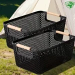 Large Modern Hard Plastic Storage Basket with Wooden Handles 3 large plastic storage basket Kenya