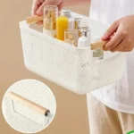 Large Modern Hard Plastic Storage Basket with Wooden Handles 5 storage basket with wooden handles