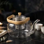 1500ml Borosilicate Glass Teapot with Bamboo Handle 2 Teapot With Bamboo Handle