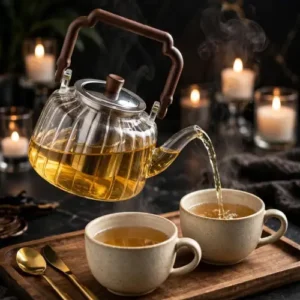Ribbed Borosilicate Glass Teapot