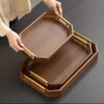 Modern Rectangular Bamboo Serving Tray with Metallic Handles 2 bamboo serving tray Kenya