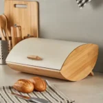 bread bin with metallic cover