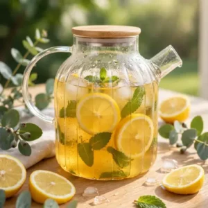 glass teapot with bamboo lid