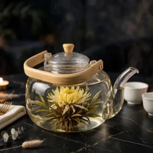 glass teapot with infuser