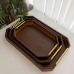 Modern Rectangular Bamboo Serving Tray with Metallic Handles 3 rectangular bamboo tray