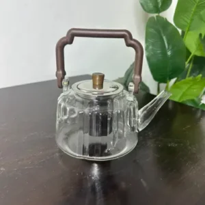 ribbed glass teapot