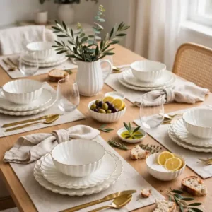 scalloped dinner set