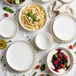 white and gold dinner set